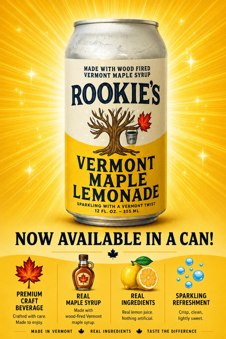 Rookie's Sparkling Vermont Maple Lemonade 12 fl oz can