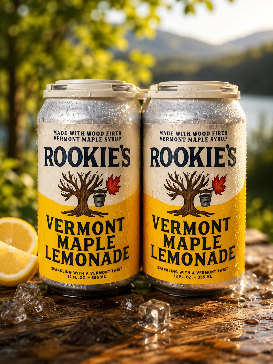 Cans of sparkling Vermont maple lemonade